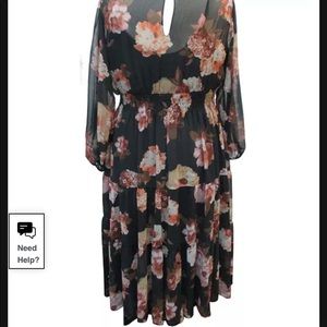 Plus Size Floral-Print Smocked-Waist Tiered Dress